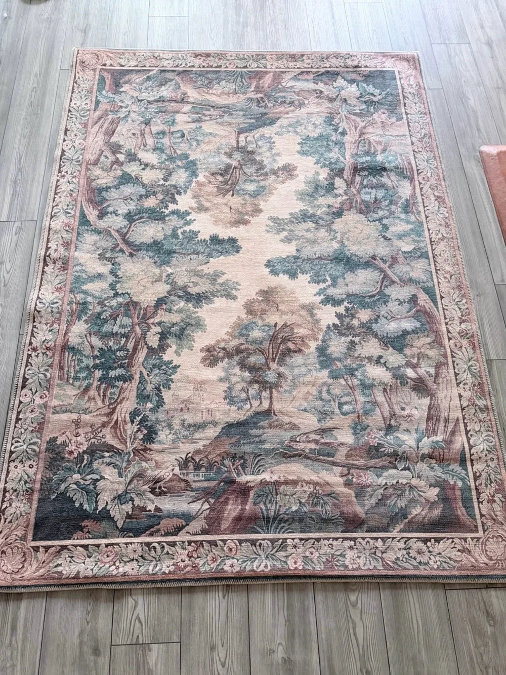 Vintage-Inspired Pastel Woodland Wall Tapestry